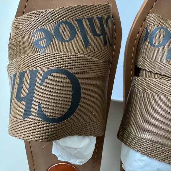 CHLOÉ Woody Logo-print Canvas Slides - Picture 3 of 6